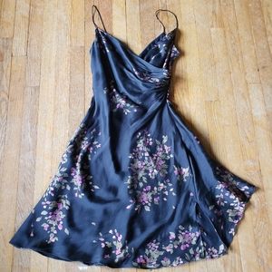 Black silk Jones New York floral print dress